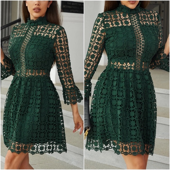 Dresses & Skirts - Luxurious Ruffle Sleeve Lace Party Holiday Evening Dress